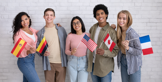 Image of students holding different flags